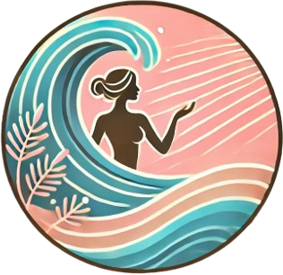 Femme et vagues colorées
